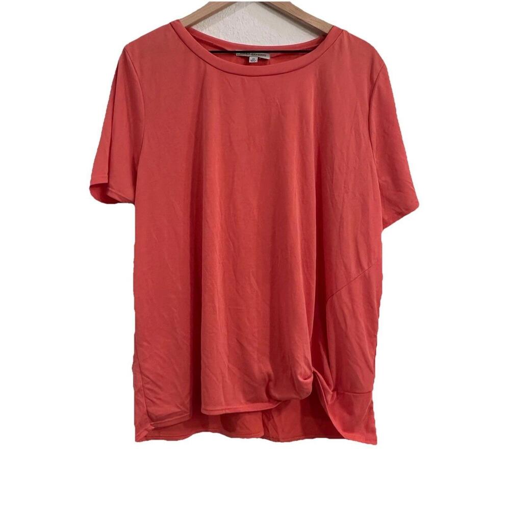 Green Envelope Top Women’s 2X Coral Pink Twist In Front